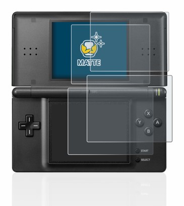 Immagine del dispositivo Nintendo DS LITE con un'ampia varietà di protezioni per lo schermo.
