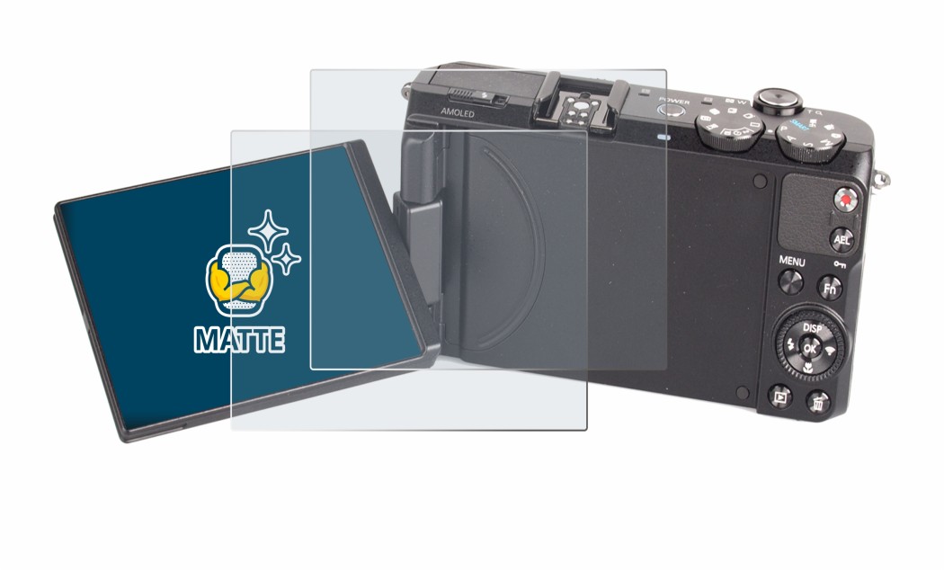 Image de l'appareil Samsung EX2F avec une grande variété de protections d'écran.