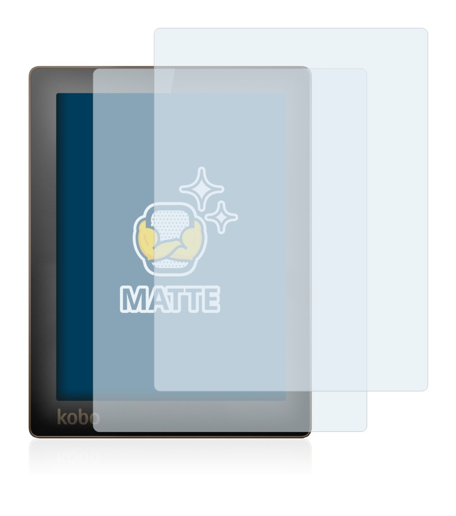 Image of the device Kobo Aura with a wide variety of screen protectors.
