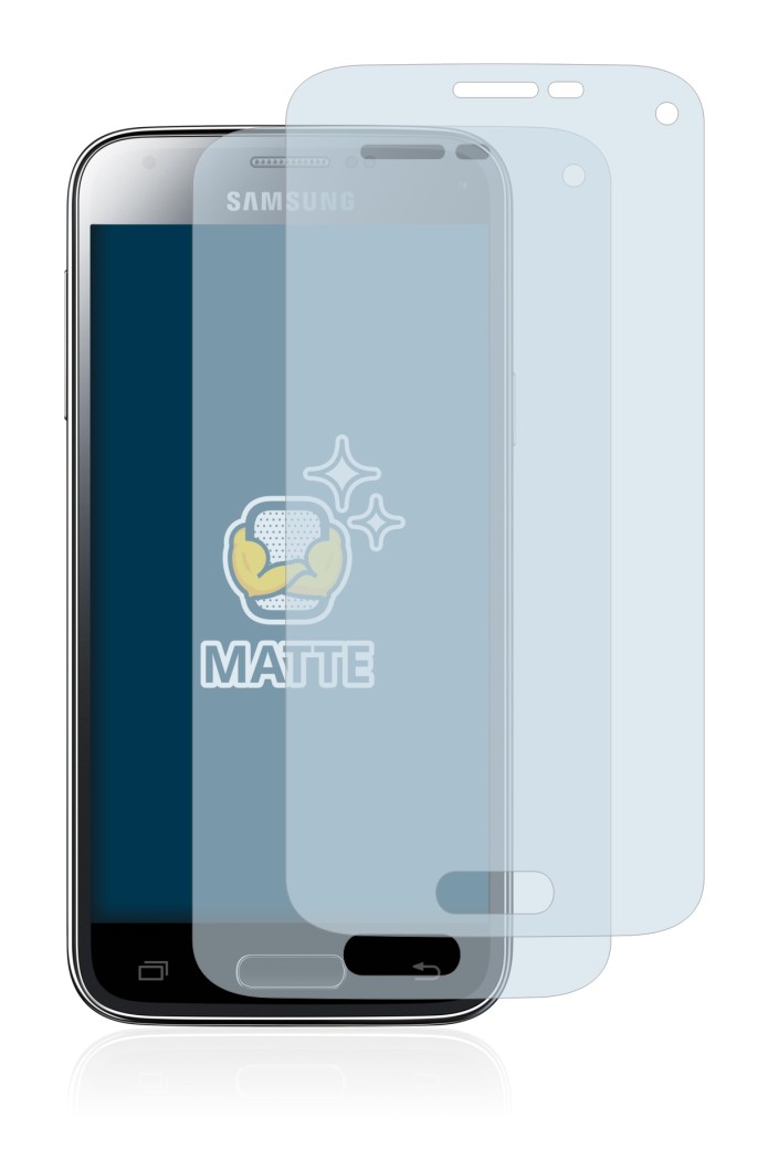 Image of the device Samsung Galaxy S5 Mini SM-G800F with a wide variety of screen protectors.