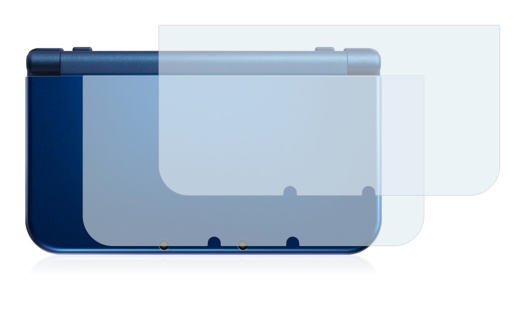 Imagen del dispositivo Nintendo New 3DS XL (carcasa) con una amplia variedad de protectores de pantalla.