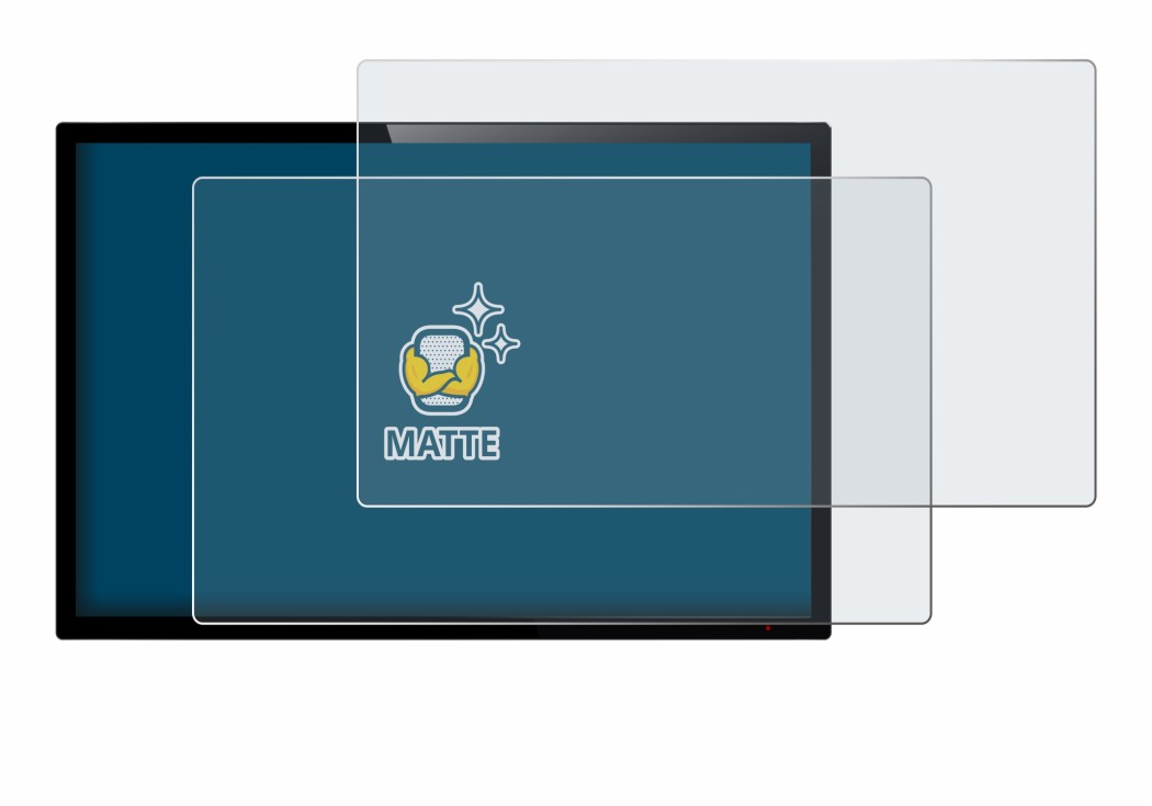 Image of the device with a wide variety of screen protectors.