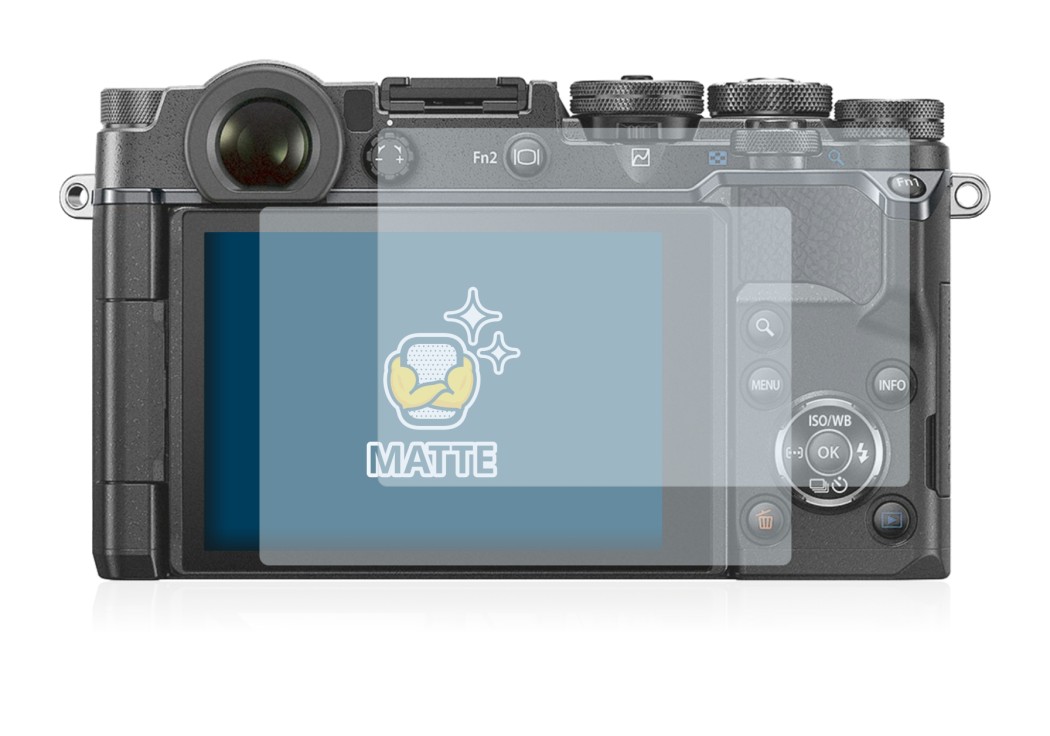 Image of the device Olympus PEN-F with a wide variety of screen protectors.