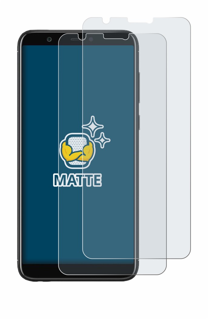 Immagine del dispositivo Huawei P smart 2018 con un'ampia varietà di protezioni per lo schermo.