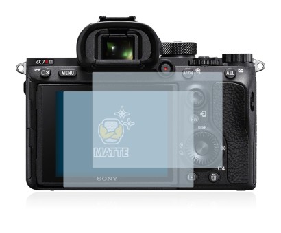 Image of the device Sony Alpha 7R III with a wide variety of screen protectors.