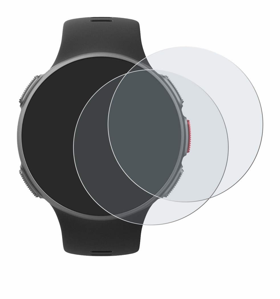 Abbildung des Geräts Polar Vantage V mit einer Vielzahl des Displayschutzes.