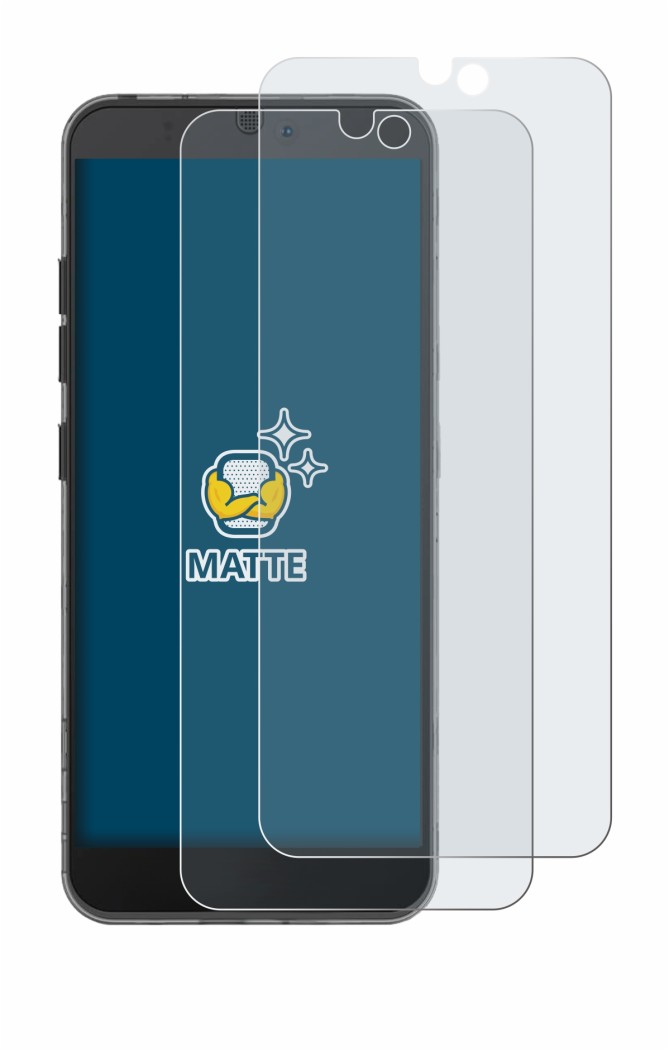 Image of the device Fairphone 3 with a wide variety of screen protectors.