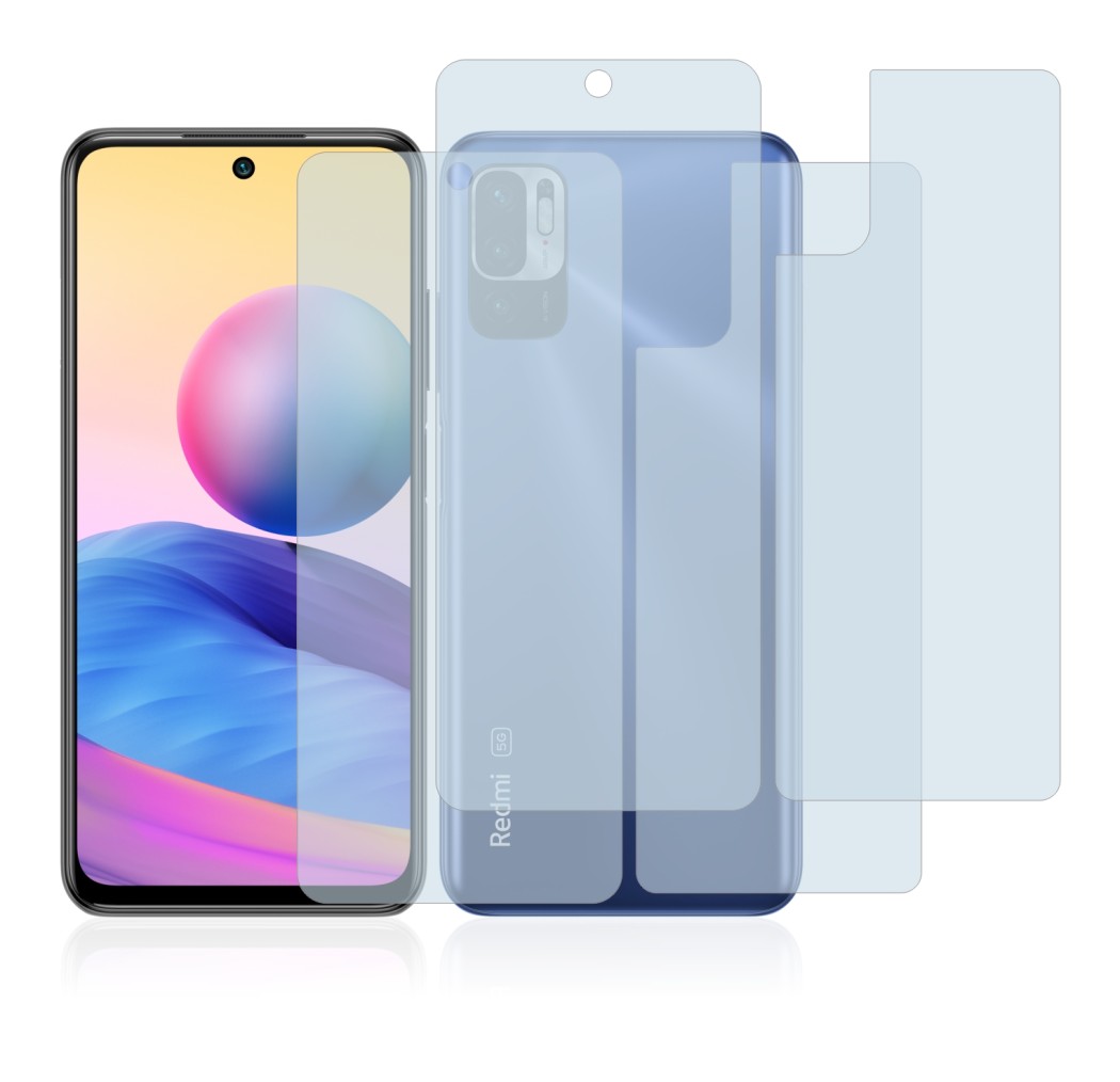 Image of the device Xiaomi Redmi Note 10 5G (Front+Back) with a wide variety of screen protectors.