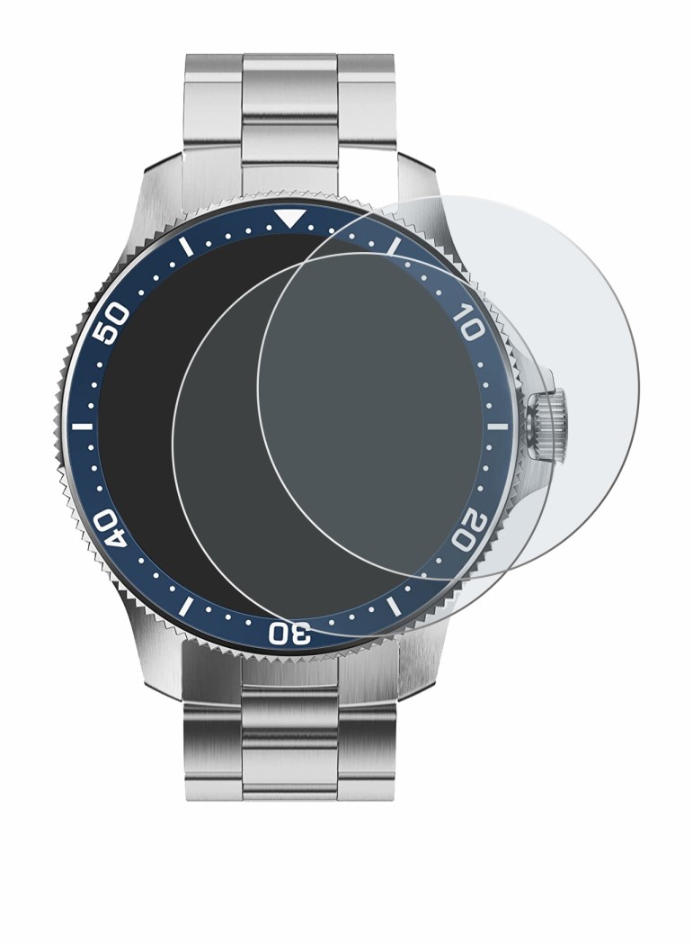 Image de l'appareil Withings ScanWatch Horizon (43 mm) avec une grande variété de protections d'écran.