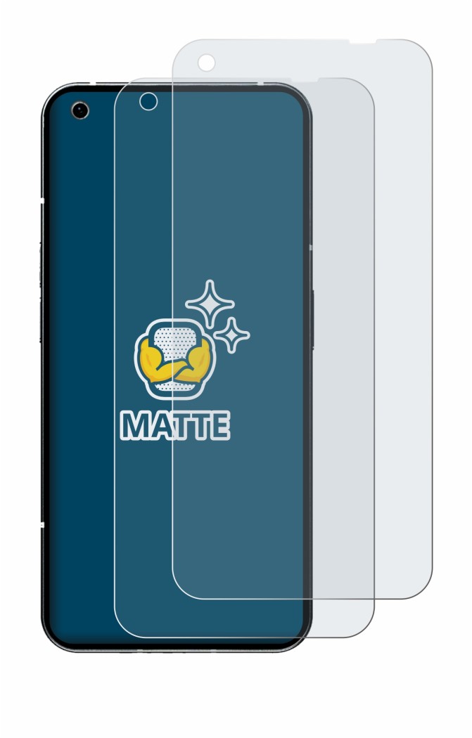 Abbildung des Geräts Nothing Phone (1) mit einer Vielzahl des Displayschutzes.