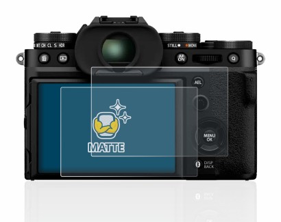 Abbildung des Geräts Fujifilm X-T5 mit einer Vielzahl des Displayschutzes.