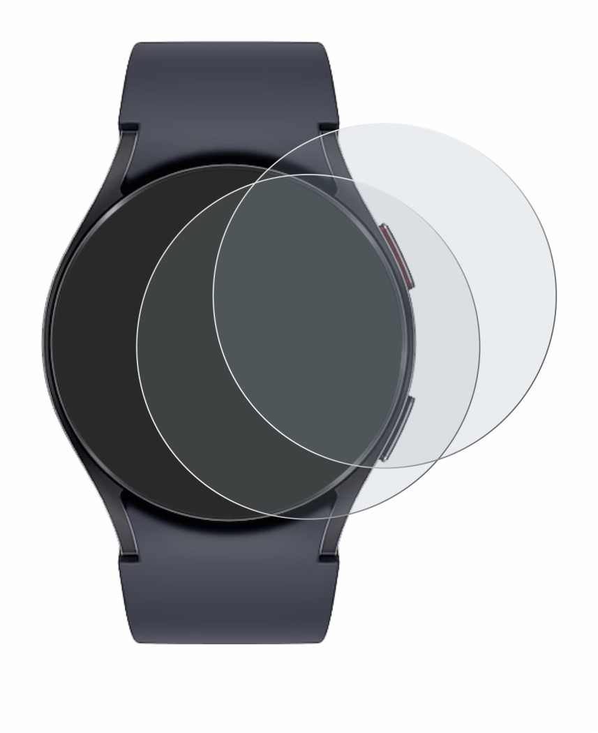 Immagine del dispositivo Samsung Galaxy Watch 6 (40 mm) con un'ampia varietà di protezioni per lo schermo.