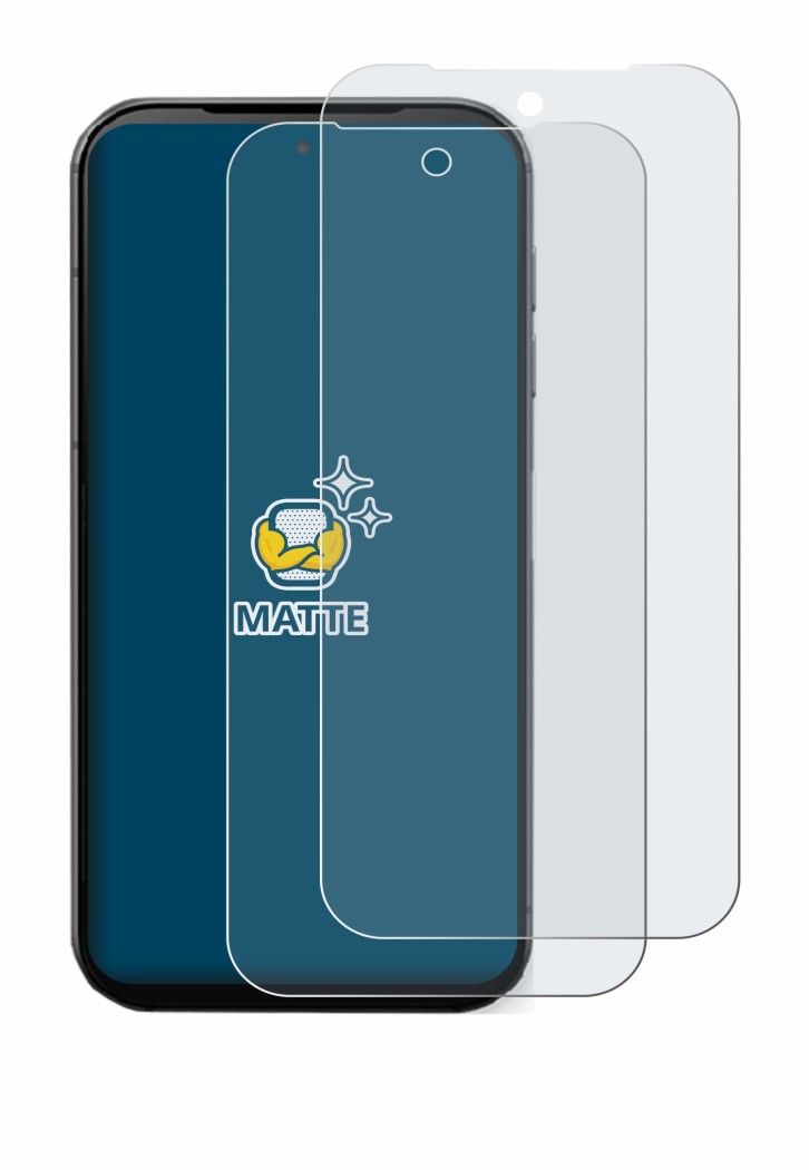 Abbildung des Geräts Fairphone 5 mit einer Vielzahl des Displayschutzes.