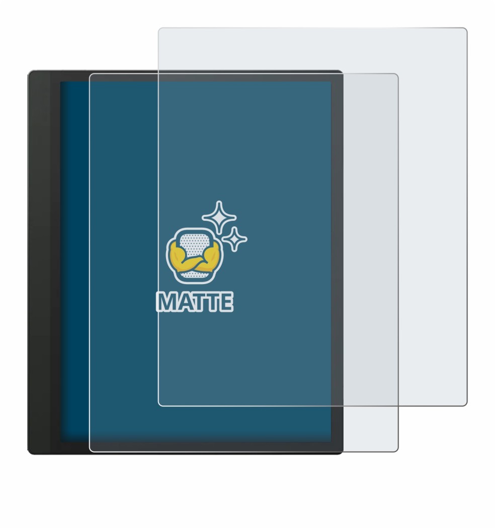 Immagine del dispositivo Boox Tab Ultra C con un'ampia varietà di protezioni per lo schermo.