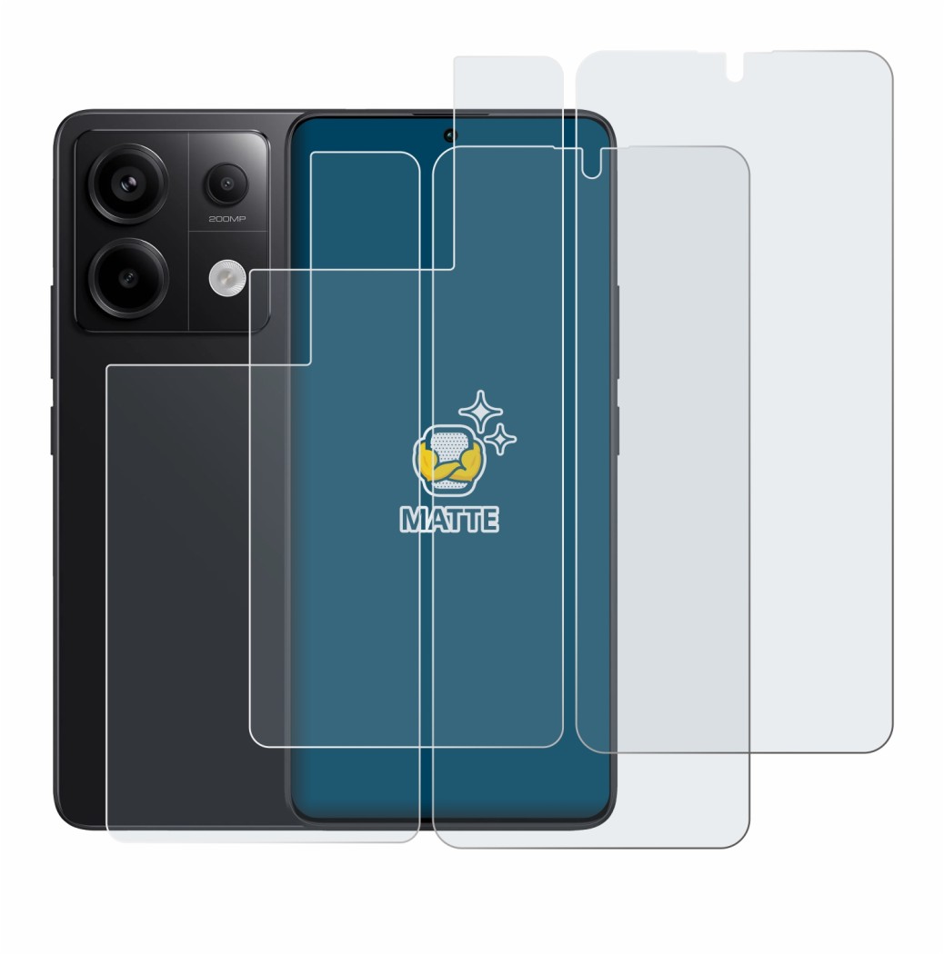 Image of the device Xiaomi Redmi Note 13 Pro 5G (Front+Back) with a wide variety of screen protectors.