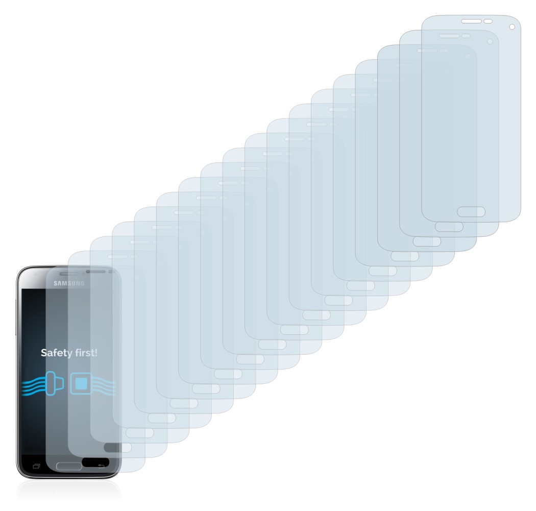 Imagen del dispositivo Samsung Galaxy S5 Mini SM-G800F con una amplia variedad de protectores de pantalla.