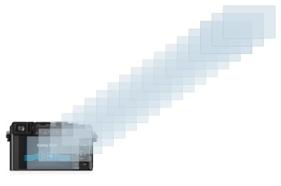 Abbildung des Geräts Panasonic Lumix DMC-LX100 mit einer Vielzahl des Displayschutzes.