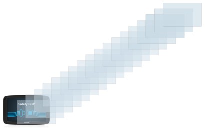 Immagine del dispositivo TomTom Start 62 con un'ampia varietà di protezioni per lo schermo.