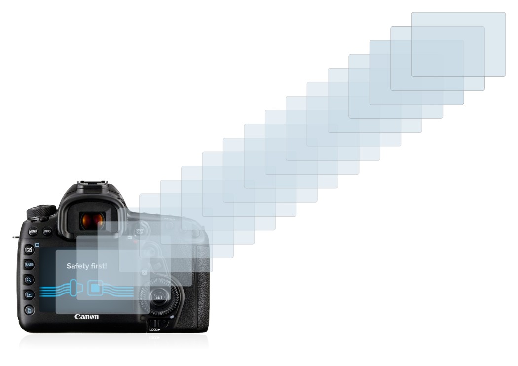 Immagine del dispositivo Canon EOS 5D Mark IV con un'ampia varietà di protezioni per lo schermo.