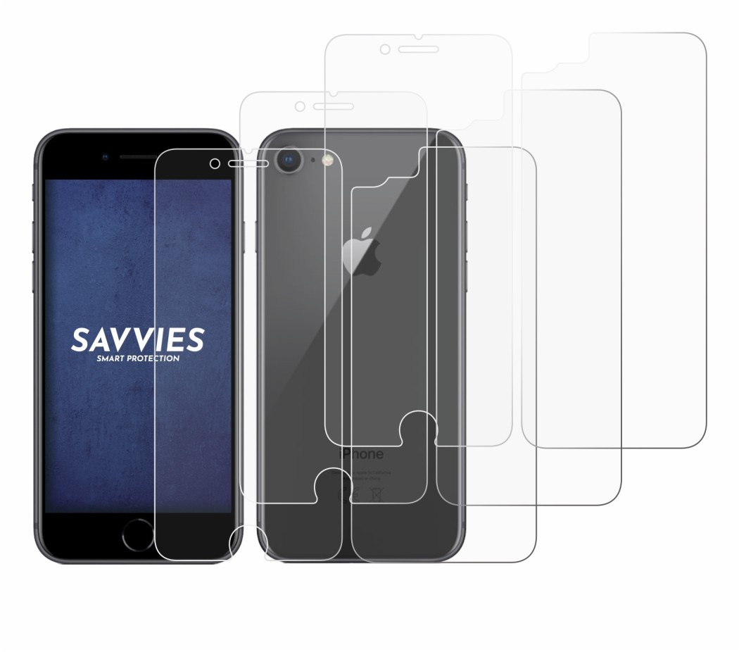 Immagine del dispositivo Apple iPhone 8 (Fronte+Retro) con un'ampia varietà di protezioni per lo schermo.