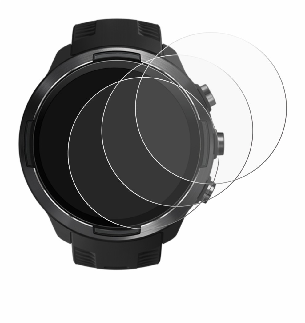 Image of the device Suunto 9 with a wide variety of screen protectors.