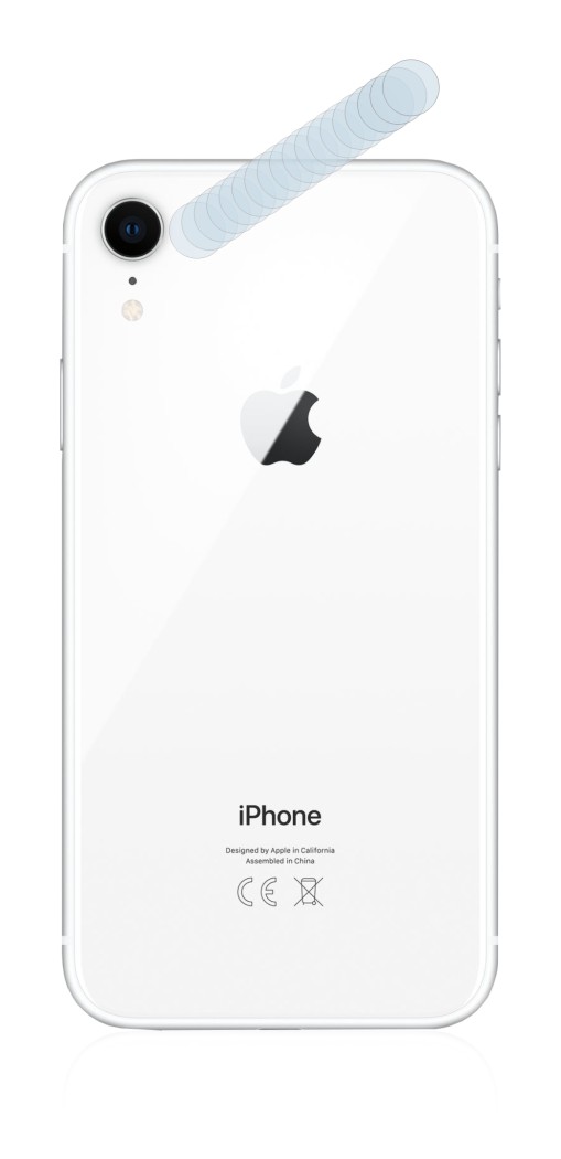 Abbildung des Geräts Apple iPhone XR (NUR Kameraschutz) mit einer Vielzahl des Displayschutzes.