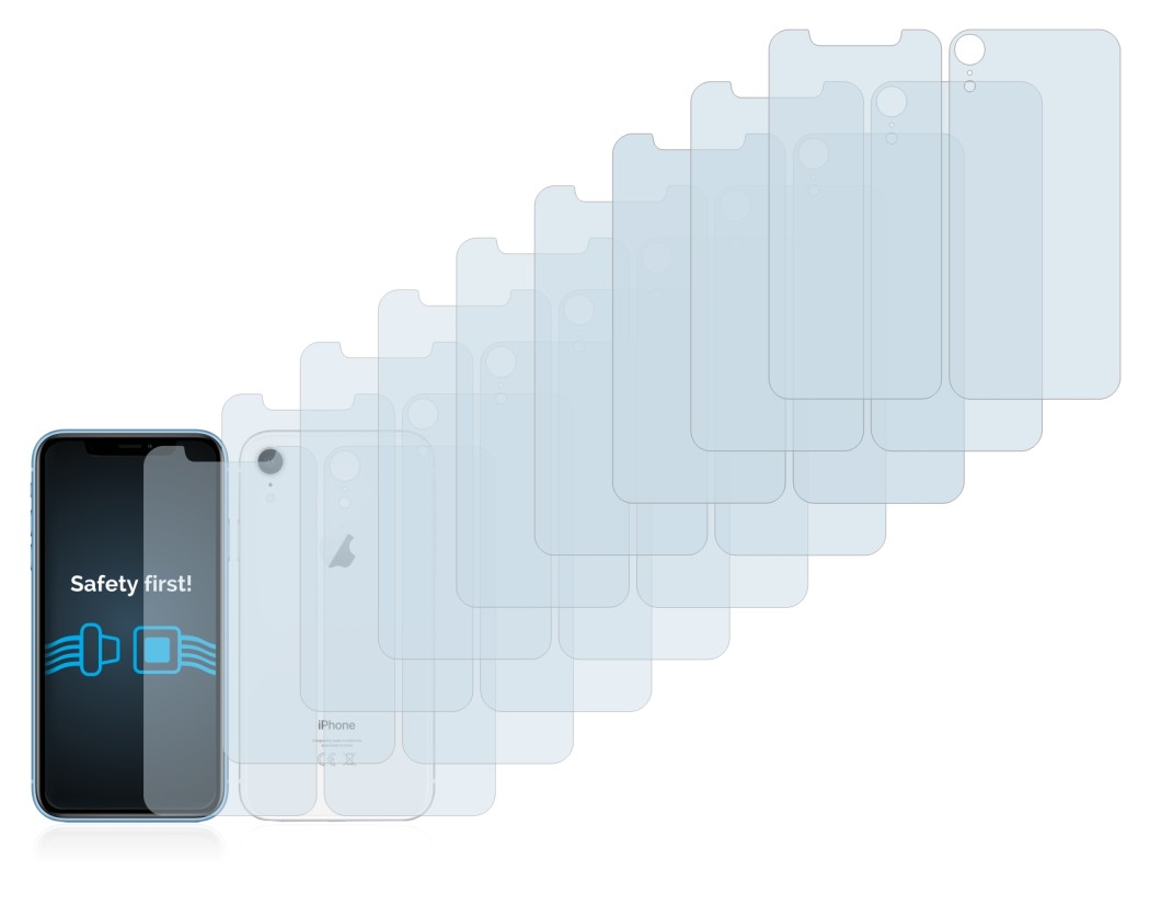 Immagine del dispositivo Apple iPhone XR (Fronte+Retro) con un'ampia varietà di protezioni per lo schermo.