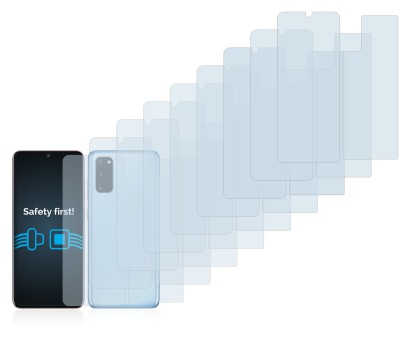 Immagine del dispositivo Samsung Galaxy S20 (Fronte+Retro) con un'ampia varietà di protezioni per lo schermo.
