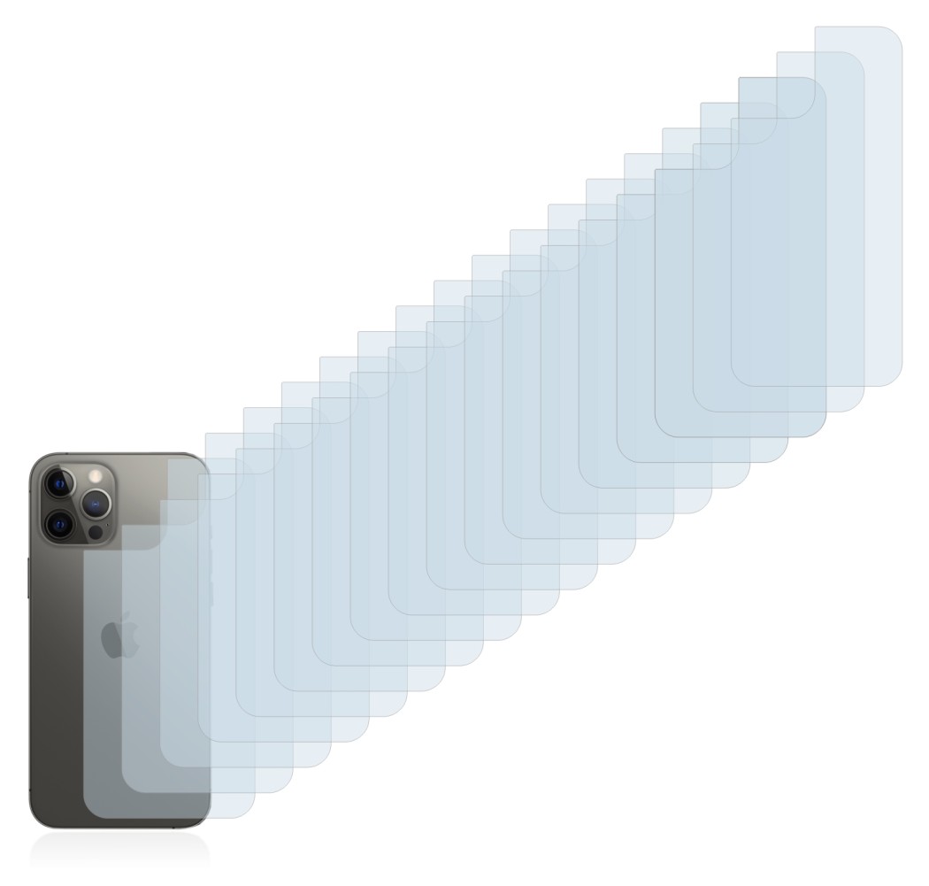 Image of the device Apple iPhone 12 Pro Max (Back) with a wide variety of screen protectors.