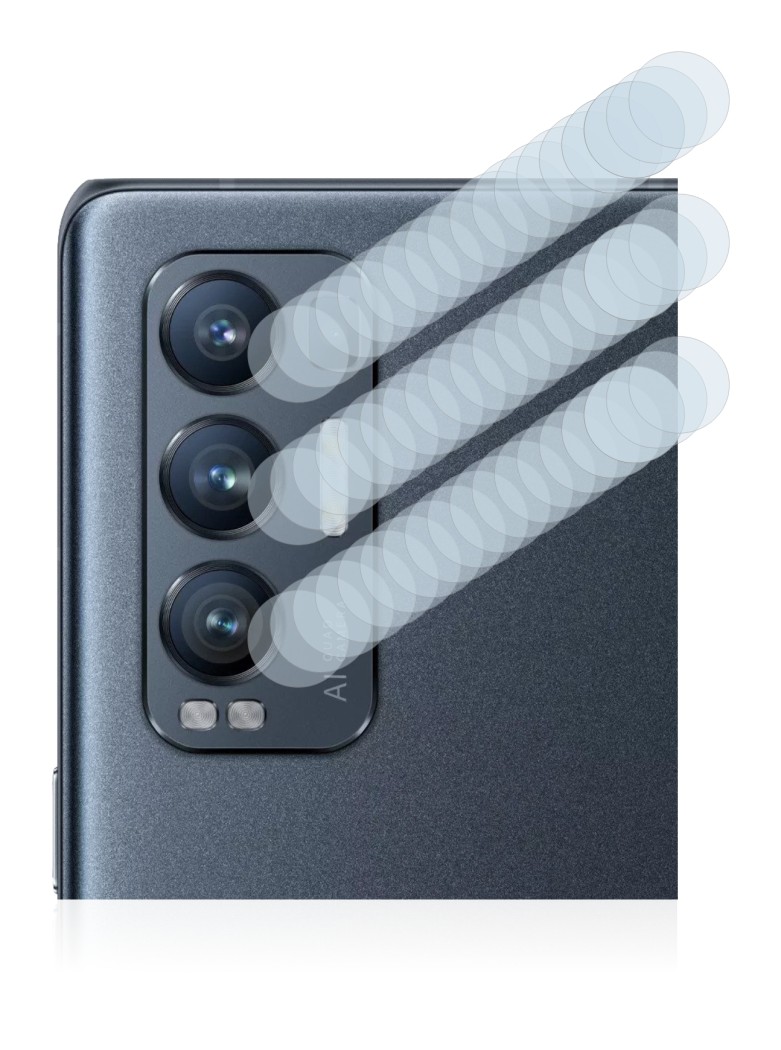 Abbildung des Geräts Oppo Find X3 Neo (NUR Kameraschutz) mit einer Vielzahl des Displayschutzes.