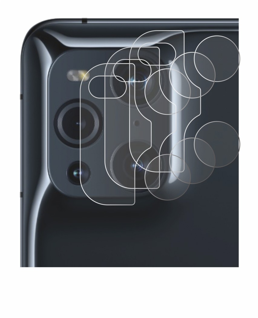 Image of the device Oppo Find X3 Pro (ONLY Camera Lens) with a wide variety of screen protectors.