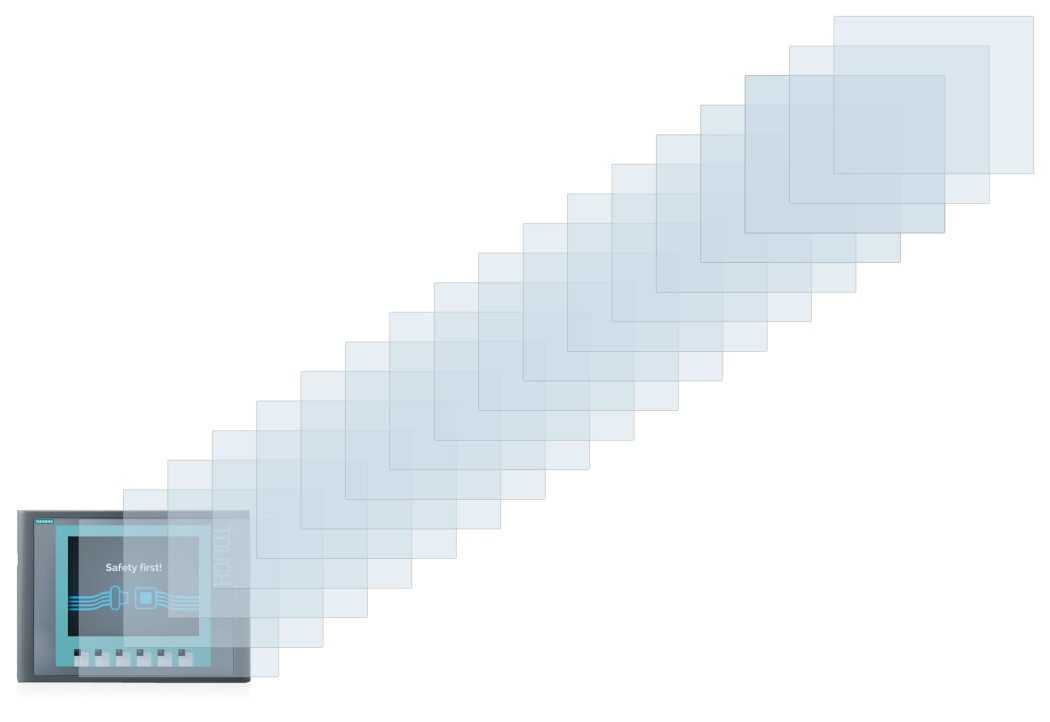 Immagine del dispositivo Siemens Simatic HMI KTP 600 Basic Color PN con un'ampia varietà di protezioni per lo schermo.