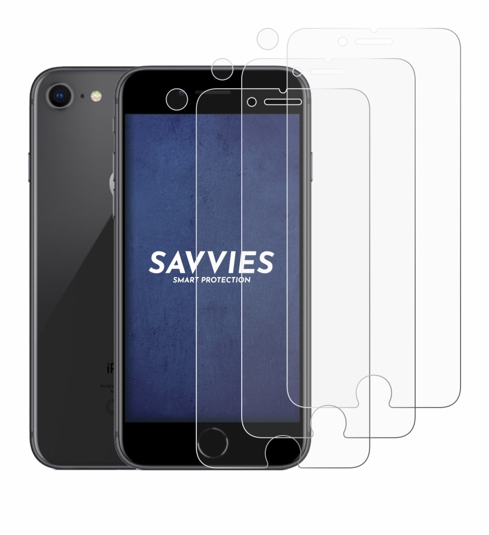 Immagine del dispositivo Apple iPhone 8 (Fronte+Fotocamera) con un'ampia varietà di protezioni per lo schermo.