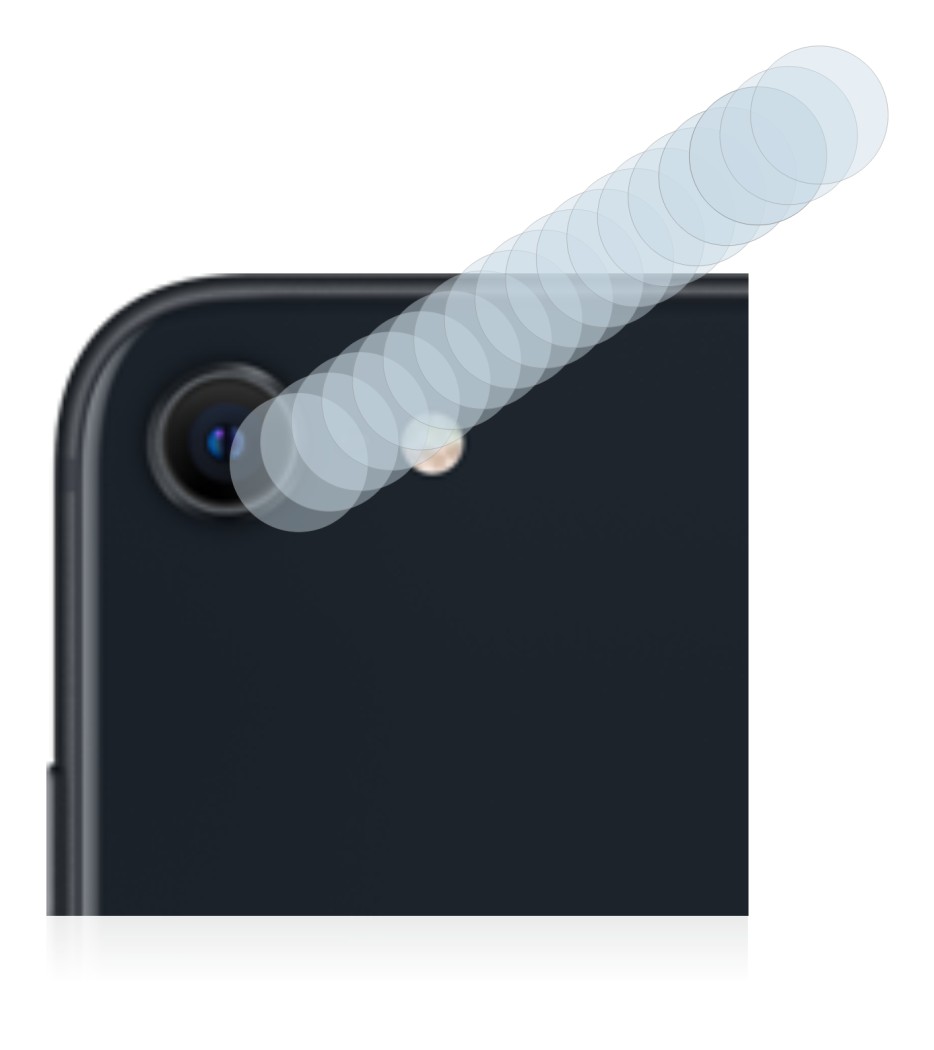 Abbildung des Geräts Apple iPhone SE 3 2022 (NUR Kameraschutz) mit einer Vielzahl des Displayschutzes.