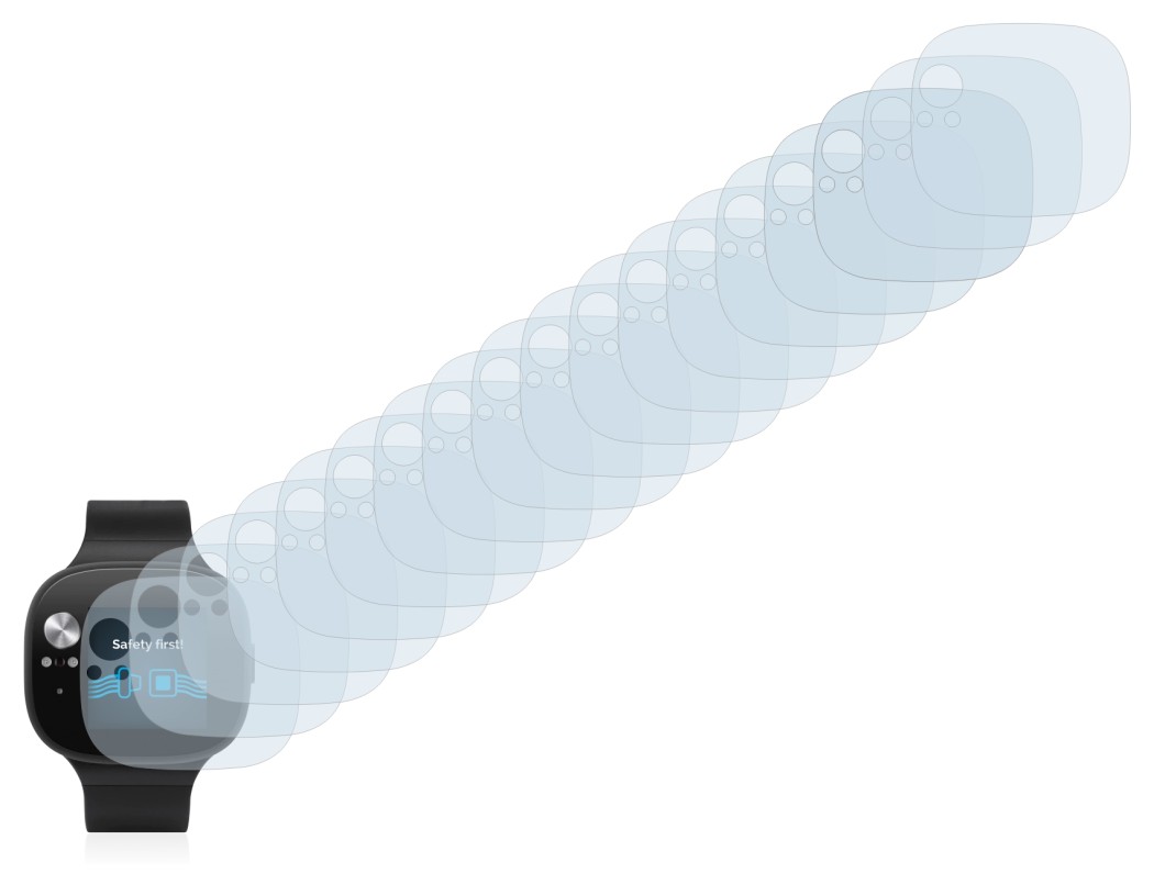 Immagine del dispositivo ASUS Vivowatch BP con un'ampia varietà di protezioni per lo schermo.