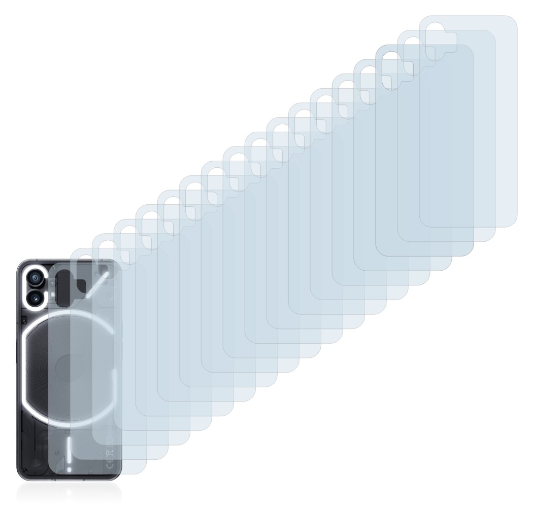 Immagine del dispositivo Nothing Phone (1) (Posteriore) con un'ampia varietà di protezioni per lo schermo.