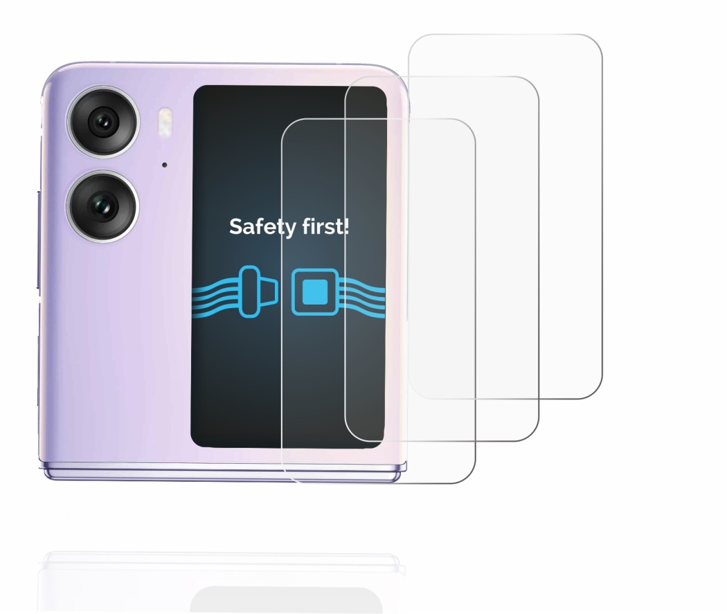 Imagen del dispositivo Oppo Find N2 Flip (Pantalla trasera) con una amplia variedad de protectores de pantalla.