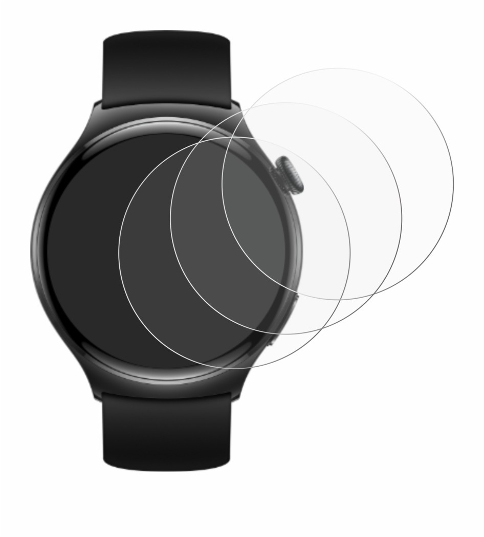Abbildung des Geräts Huawei Watch 4 mit einer Vielzahl des Displayschutzes.