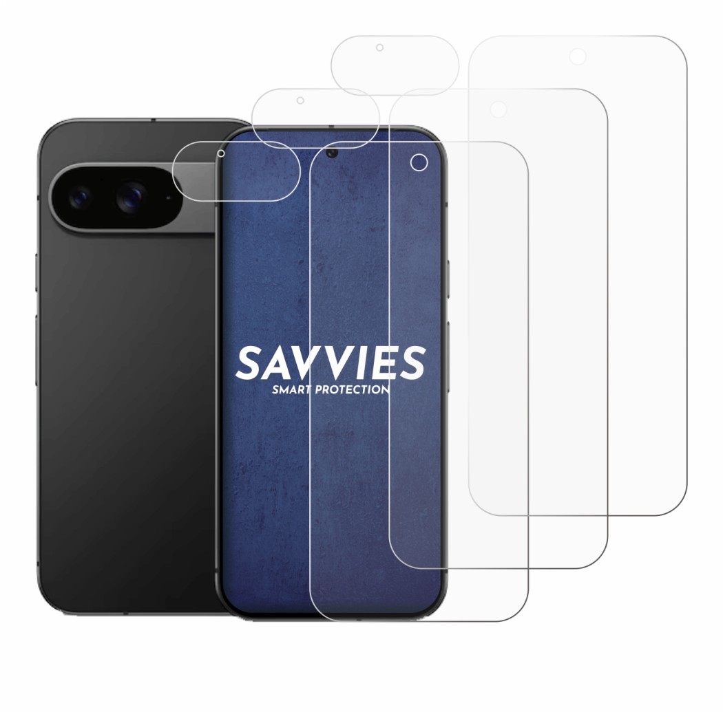 Image of the device Google Pixel 9 (Front+Camera) with a wide variety of screen protectors.