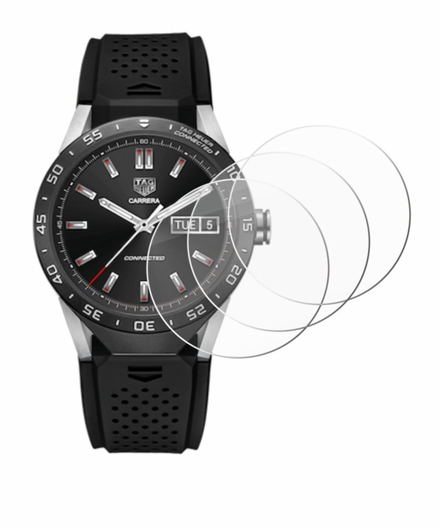 Image de l'appareil TAG Heuer Connected 46 avec une grande variété de protections d'écran.