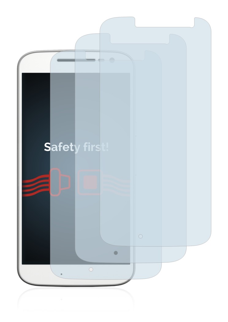 Immagine del dispositivo Motorola Moto G4 con un'ampia varietà di protezioni per lo schermo.