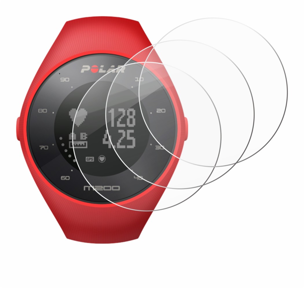 Imagen del dispositivo Polar M200 con una amplia variedad de protectores de pantalla.