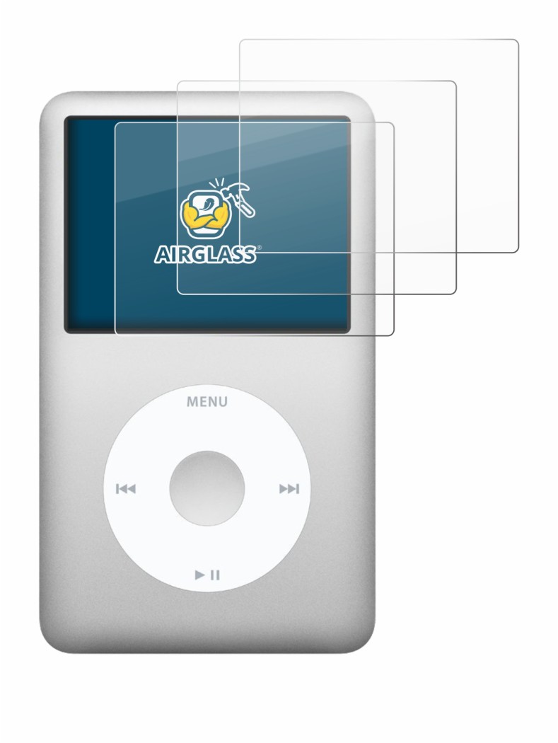 Image of the device Apple iPod classic 160 GB (7th Gen.) with a wide variety of screen protectors.