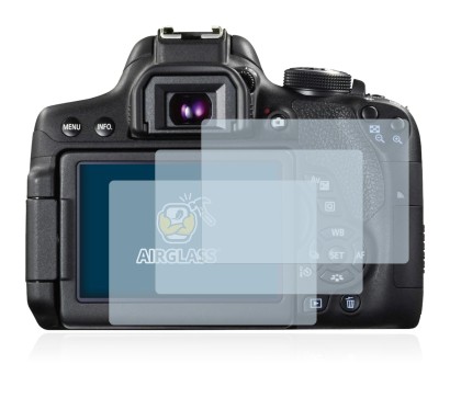 Immagine del dispositivo Canon EOS 750D con un'ampia varietà di protezioni per lo schermo.