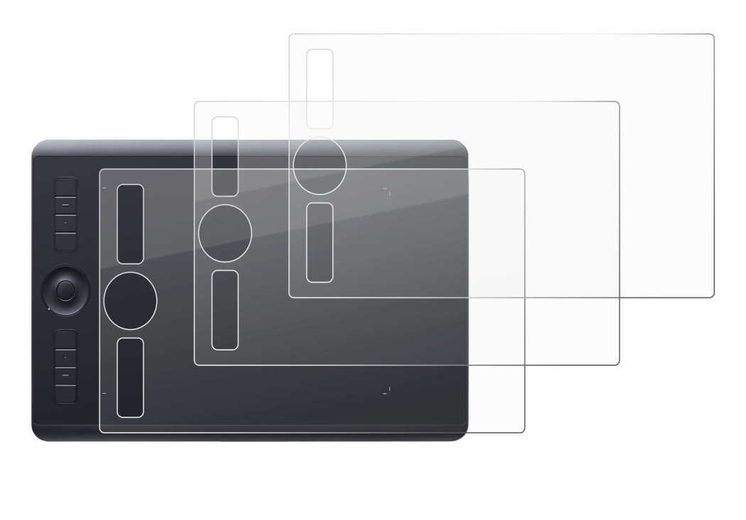 Abbildung des Geräts Wacom Intuos Pro M (2017) mit einer Vielzahl des Displayschutzes.
