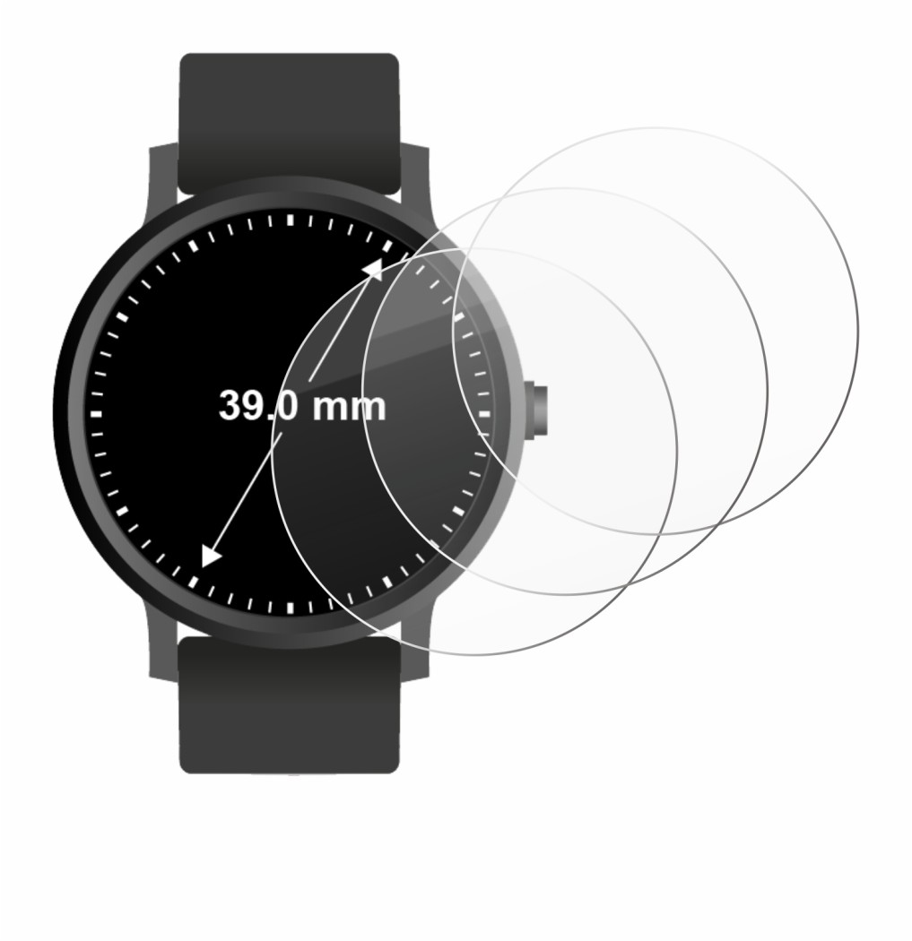 Image de l'appareil Circulaire Displays (ø: 39 mm) avec une grande variété de protections d'écran.