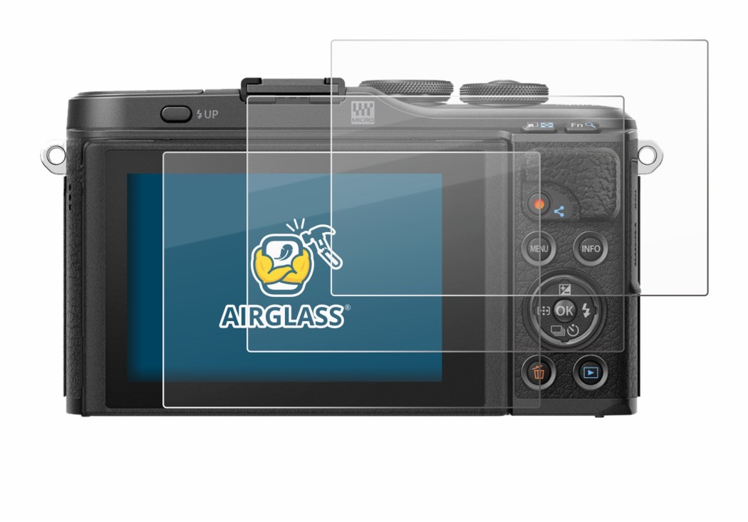 Image of the device Olympus PEN E-PL10 with a wide variety of screen protectors.