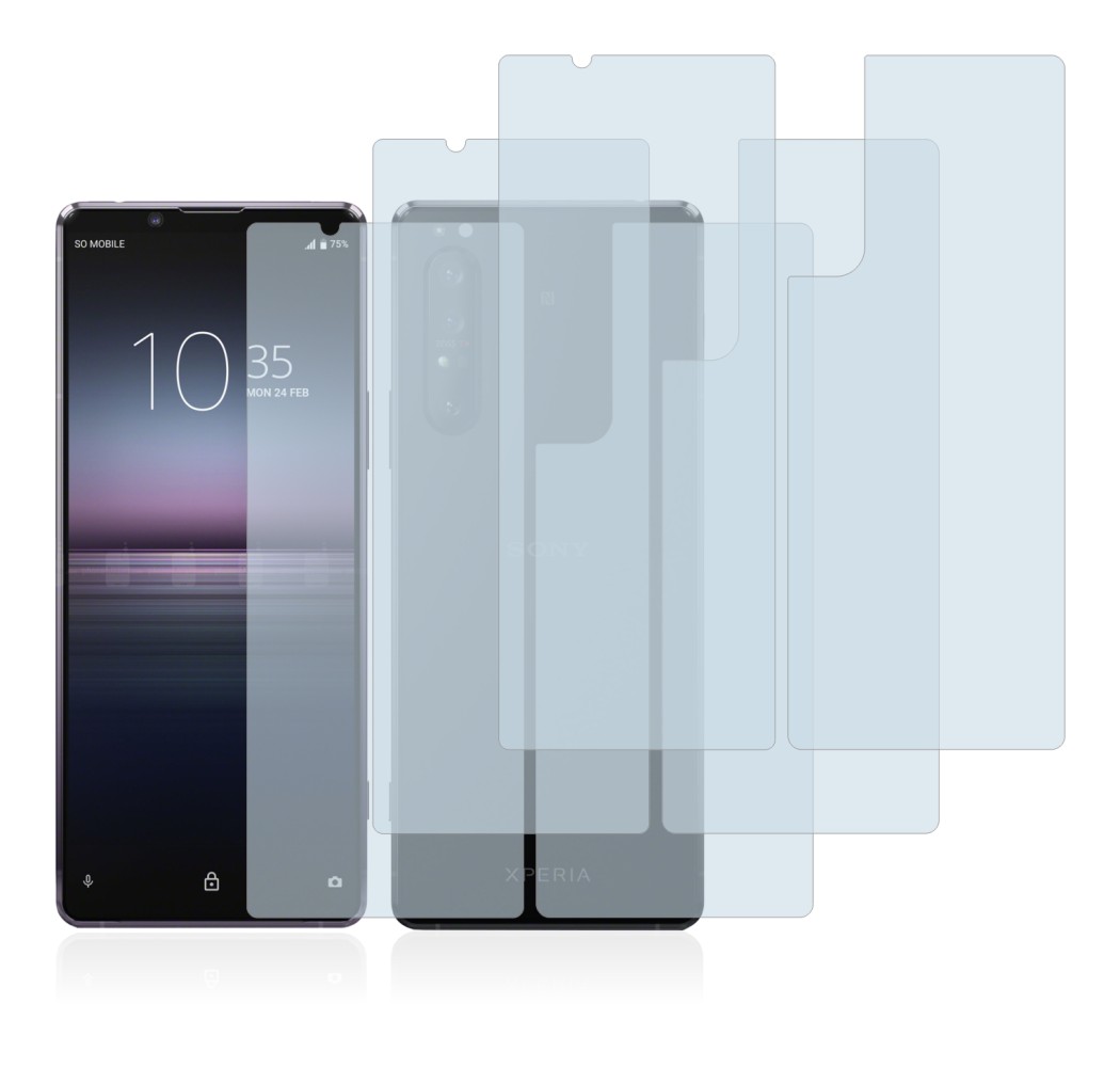 Image of the device Sony Xperia 1 II (Front+Back) with a wide variety of screen protectors.