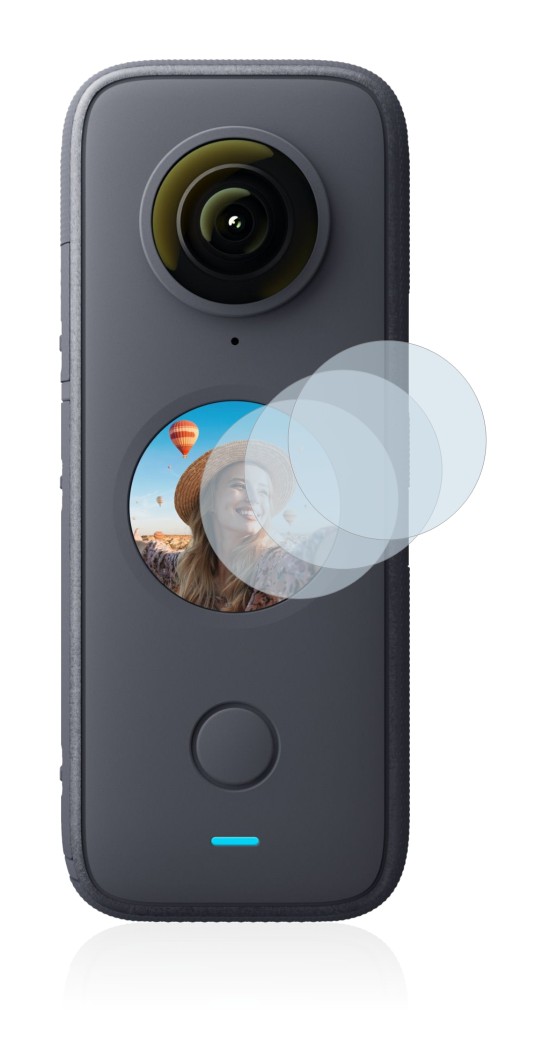 Image de l'appareil Insta360 One X2 avec une grande variété de protections d'écran.
