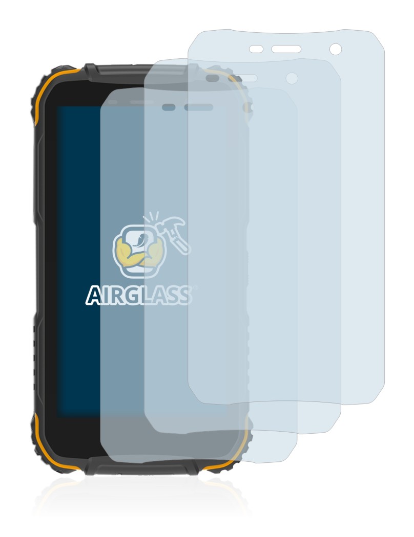 Image of the device Doogee S35 with a wide variety of screen protectors.